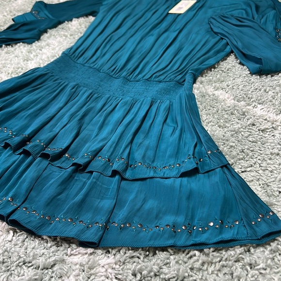 BNWT 🏷️ ✨👗Ramy Brook New York Sheryl DESIGNER Dress S gorgeous teal color 💙🩵 - Picture 4 of 9